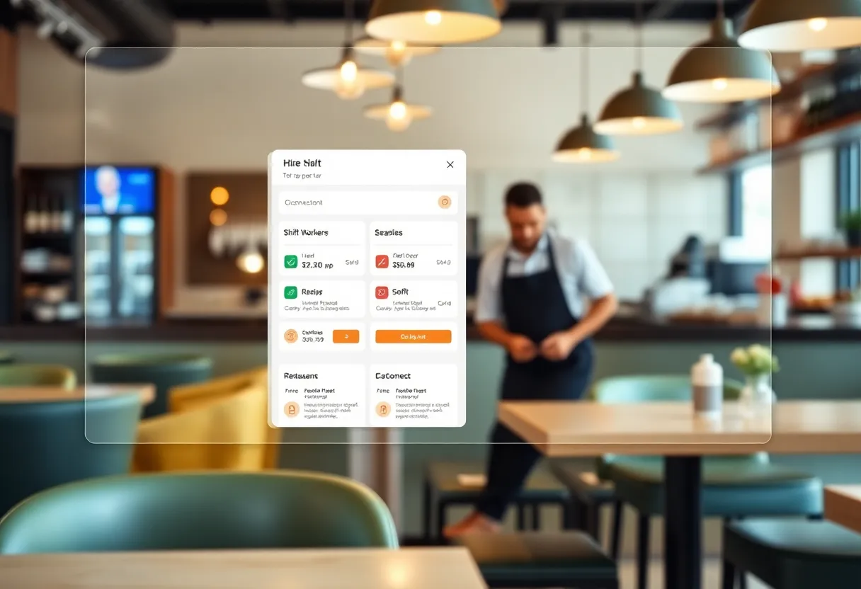 Visual representation of a hospitality hiring platform interface