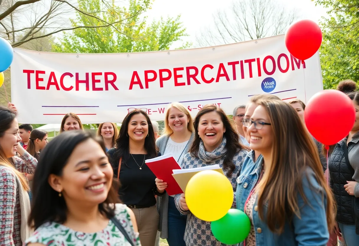 Teachers celebrating at TeacherFest in Charleston