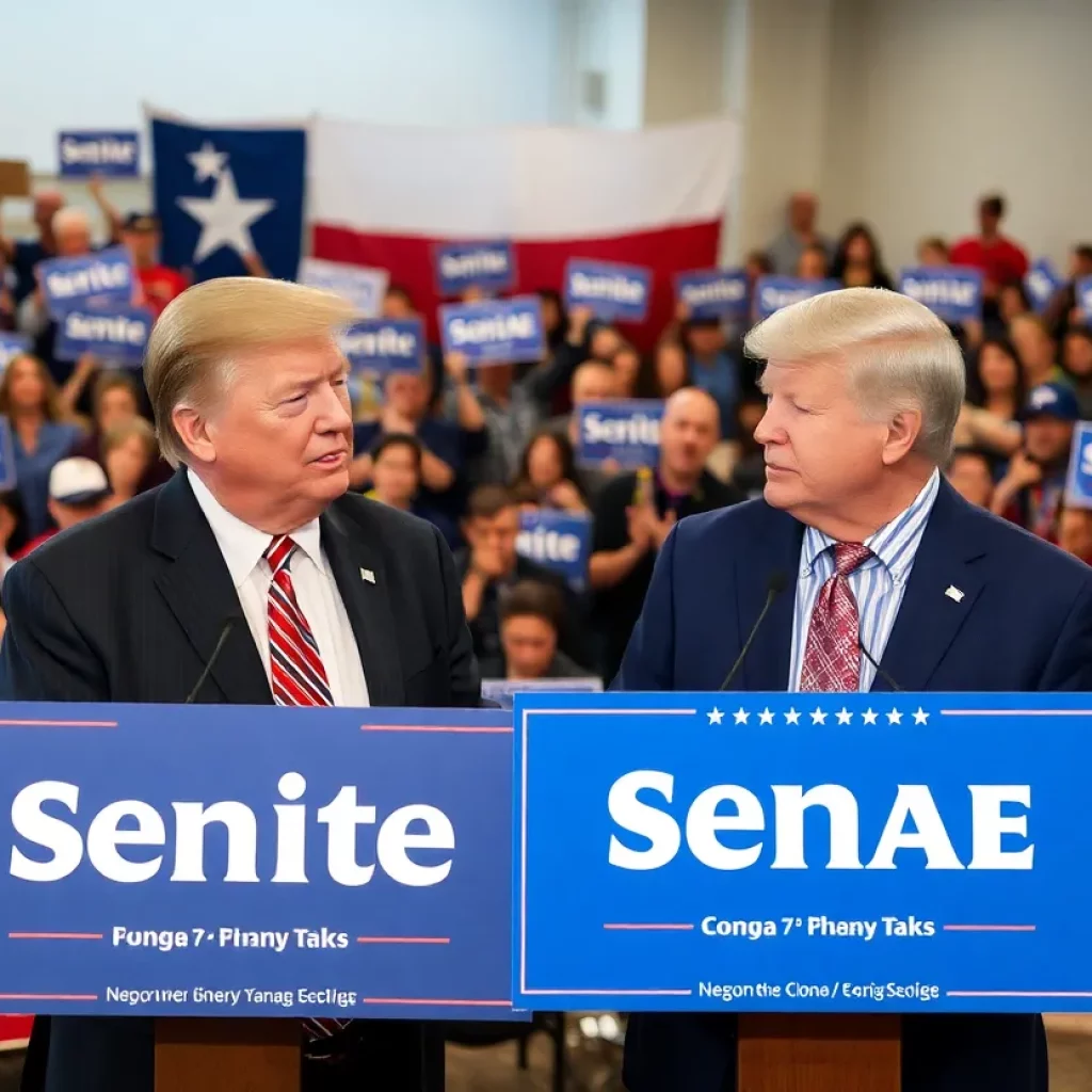 Political campaign scene for Texas Senate primary