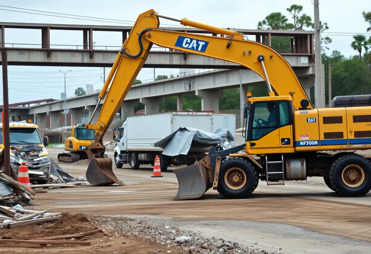 Construction workers at a disaster recovery site in West Virginia