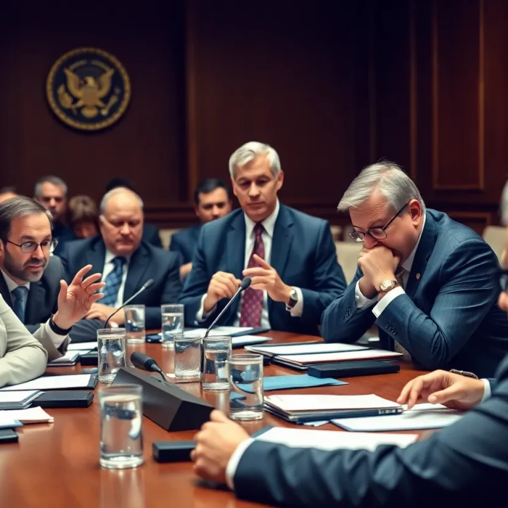 Trump administration cabinet meeting discussing trade negotiations.