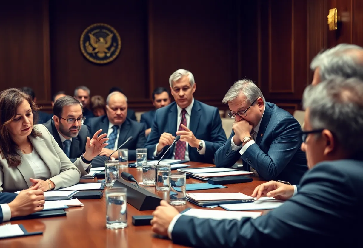 Trump administration cabinet meeting discussing trade negotiations.