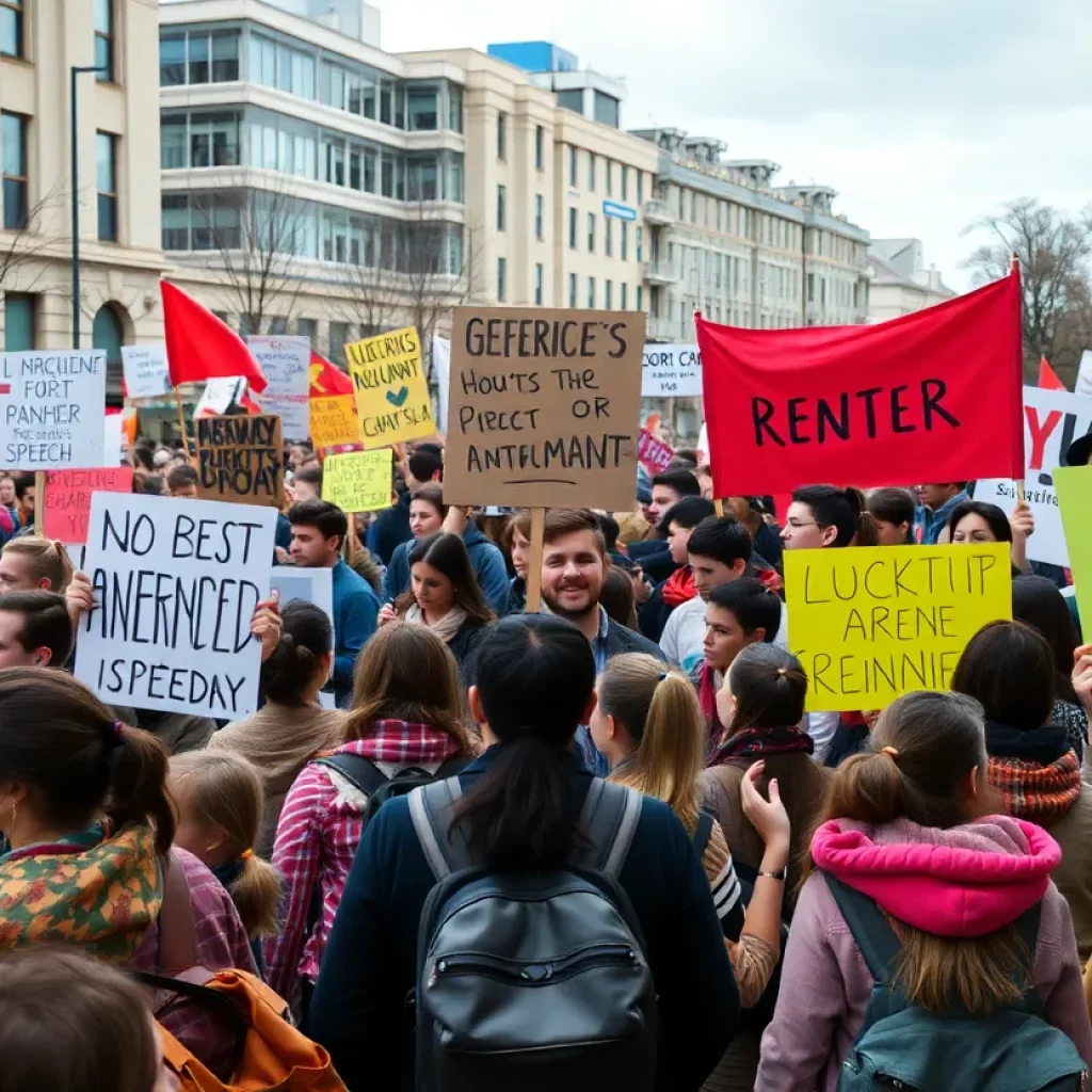 Students protest for political rights and freedom of speech
