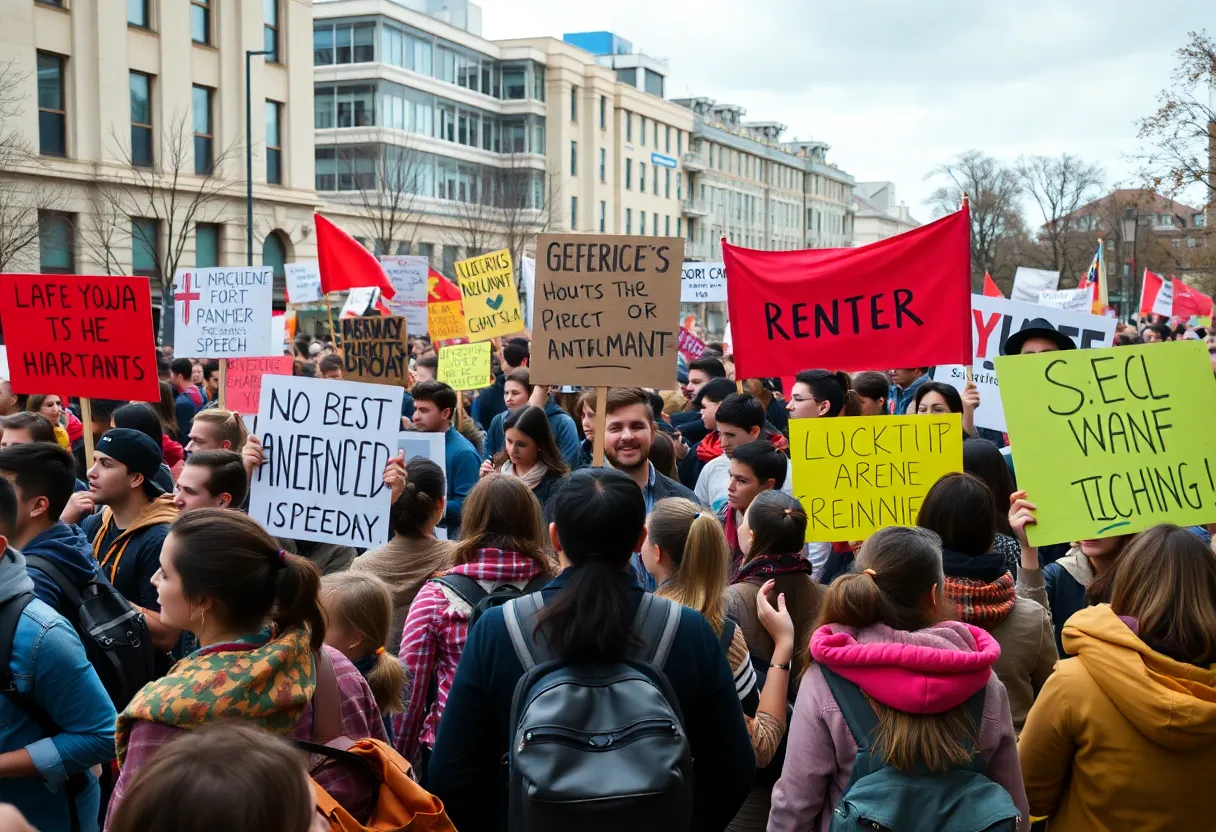 Students protest for political rights and freedom of speech