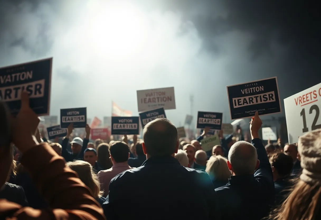 Crowd at a political rally for the Wisconsin Supreme Court election