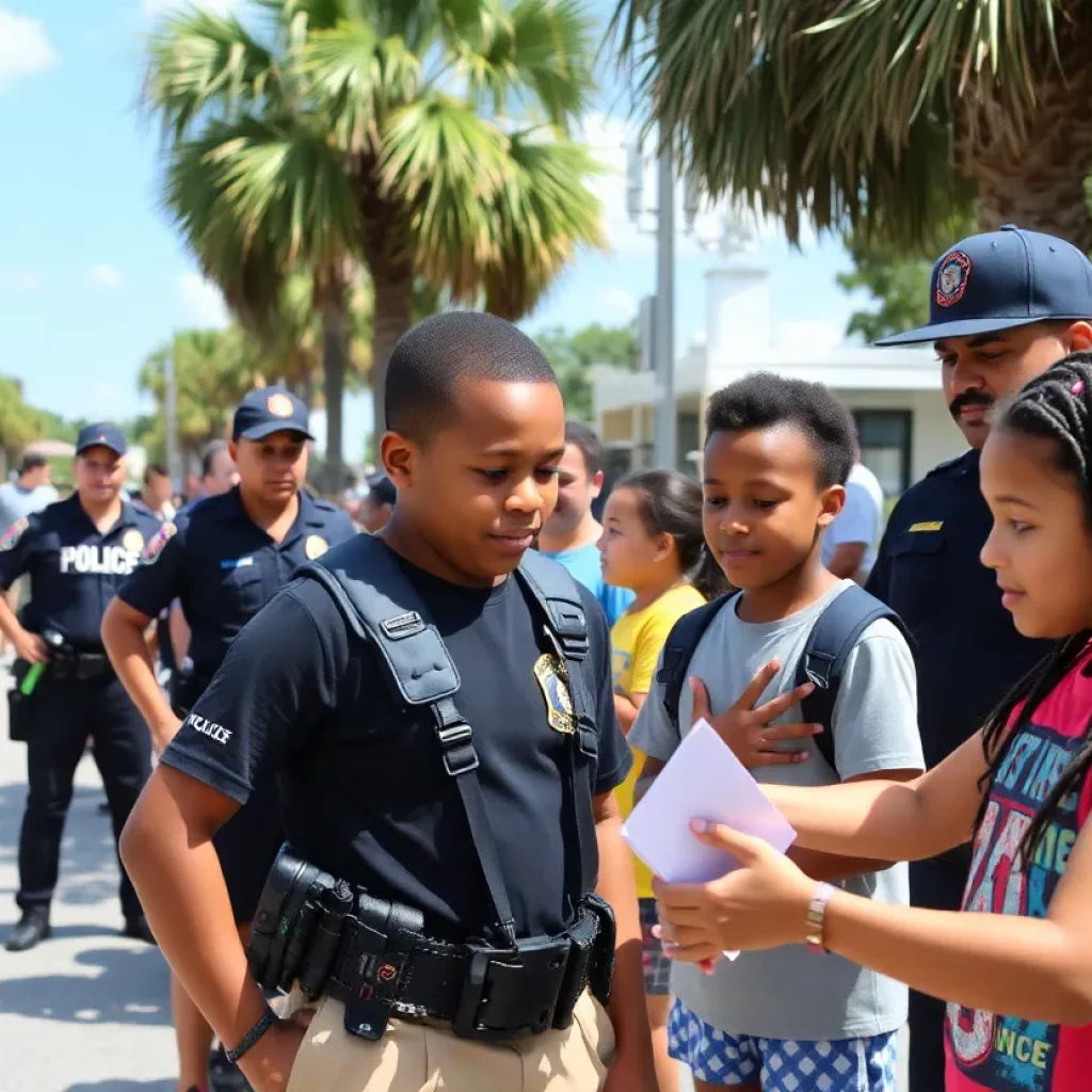 High school students participating in the Youth Citizen Academy in Charleston with police officers.