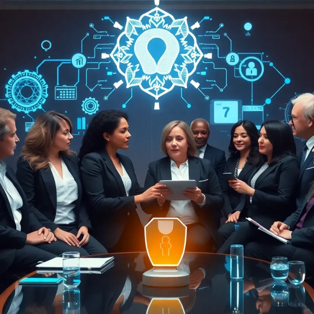 Group of attorneys discussing AI regulations