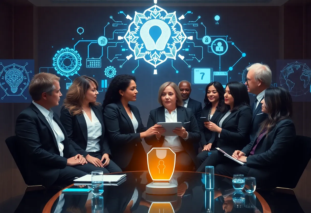 Group of attorneys discussing AI regulations