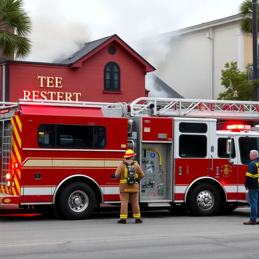 Firefighters responding to a kitchen fire at Bessinger's Barbecue