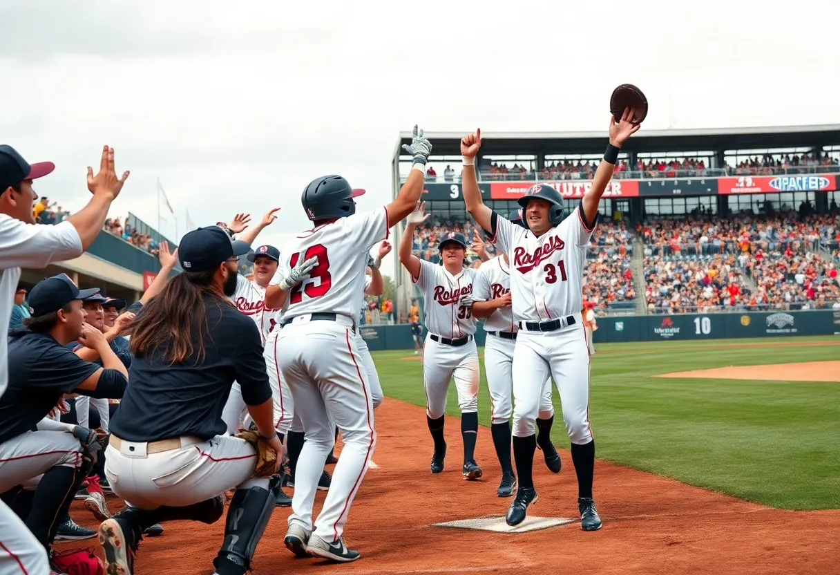 University of South Carolina baseball team celebrating victory