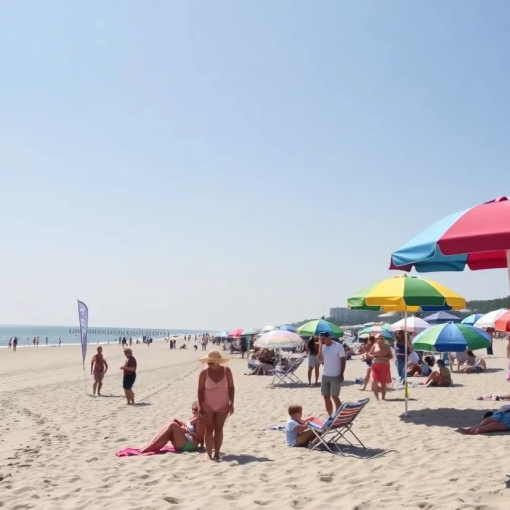 People enjoying a sunny day at Charleston Beach