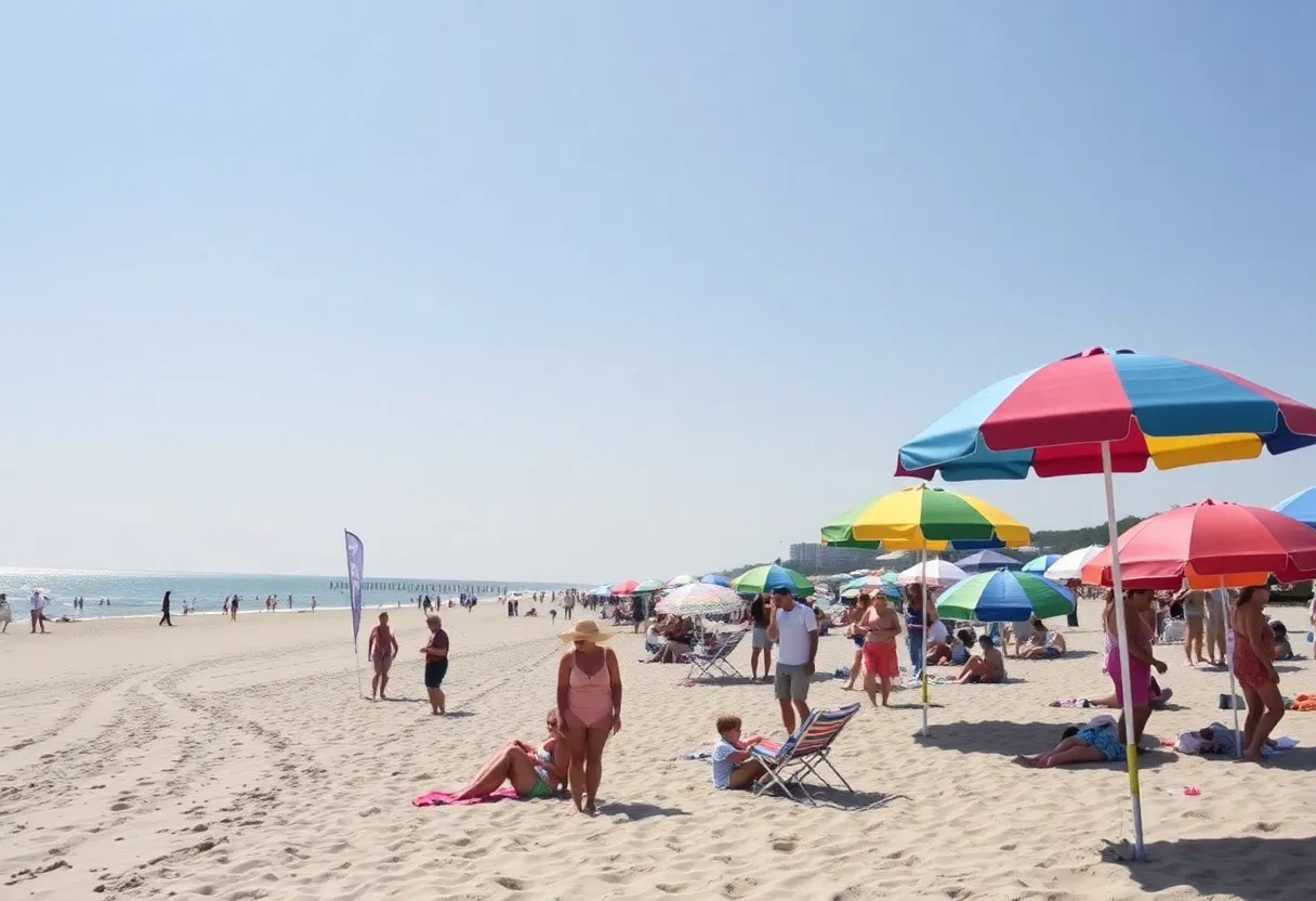 People enjoying a sunny day at Charleston Beach