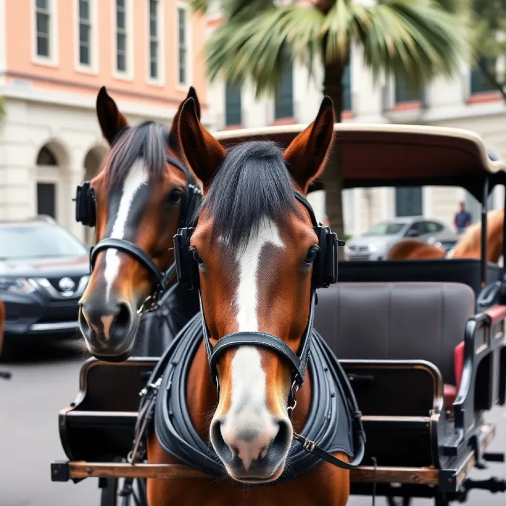 Horse-drawn carriage tour in historic Charleston.