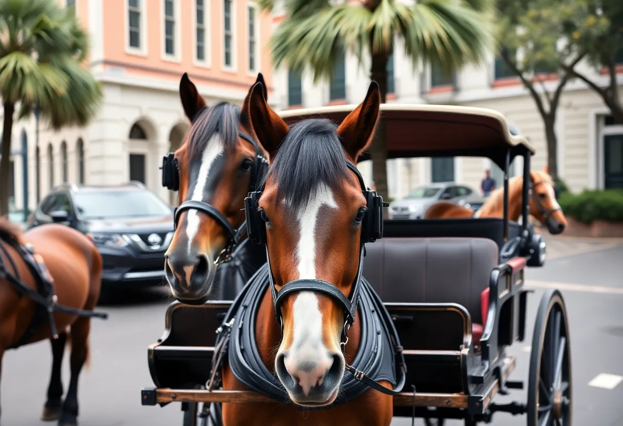 Horse-drawn carriage tour in historic Charleston.