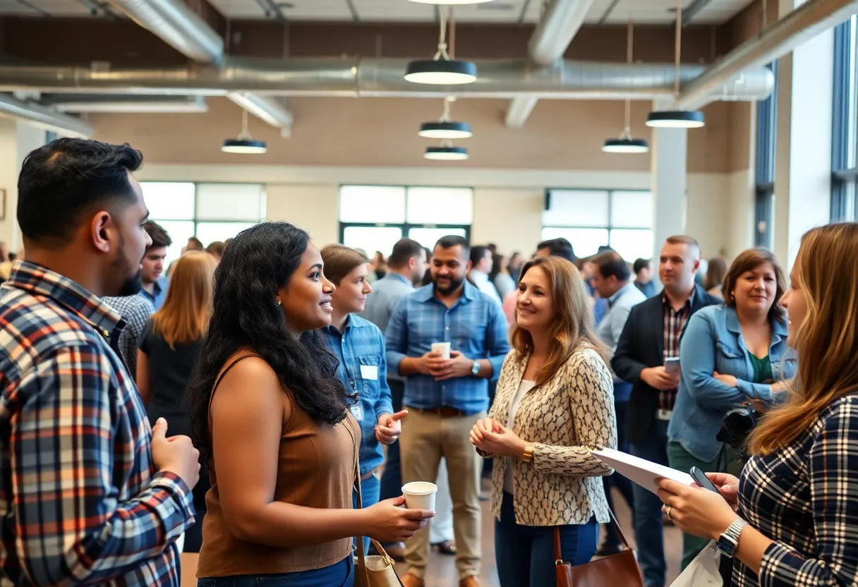 Networking event in Charleston County with business owners and contractors interacting.