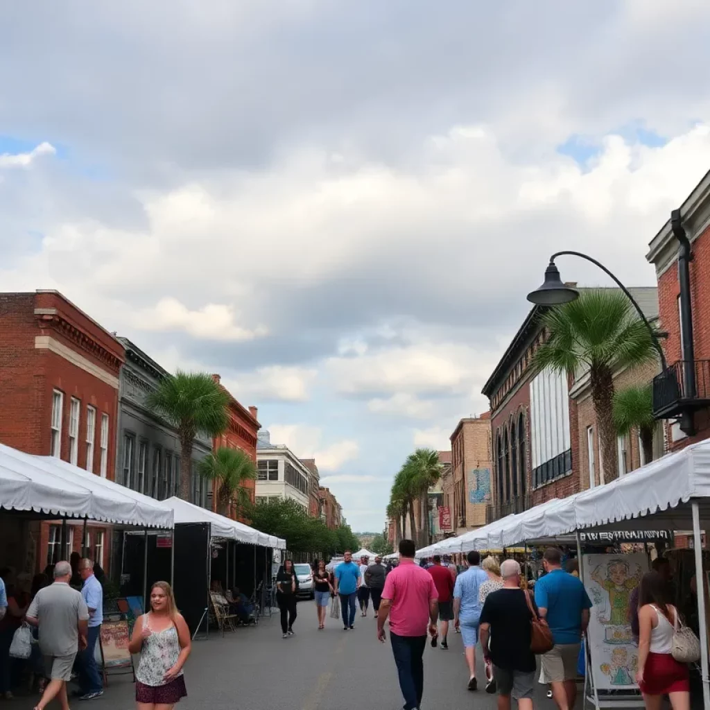 Street scene in Charleston SC filled with local events and crowds