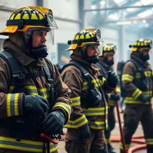 Firefighters conducting training drills at Charleston Fire Department.