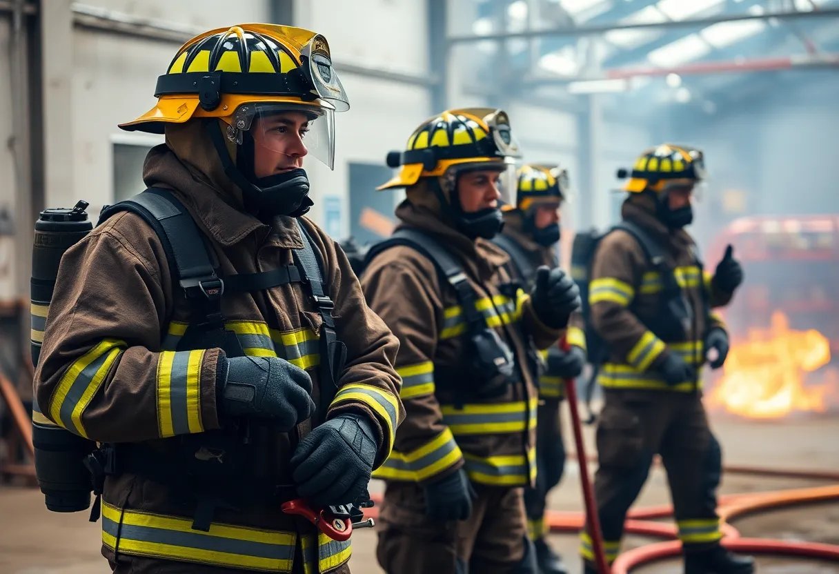 Firefighters conducting training drills at Charleston Fire Department.