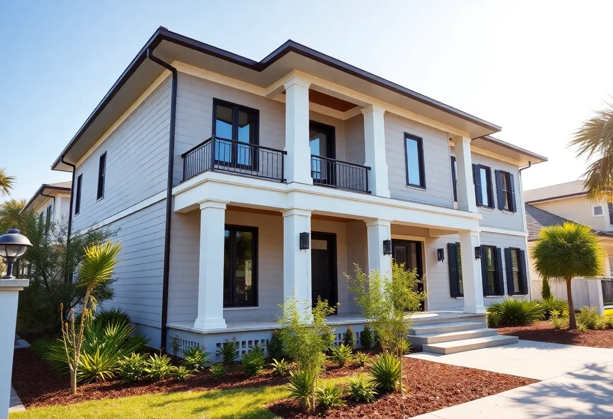 Exterior view of a modern home in Charleston, South Carolina