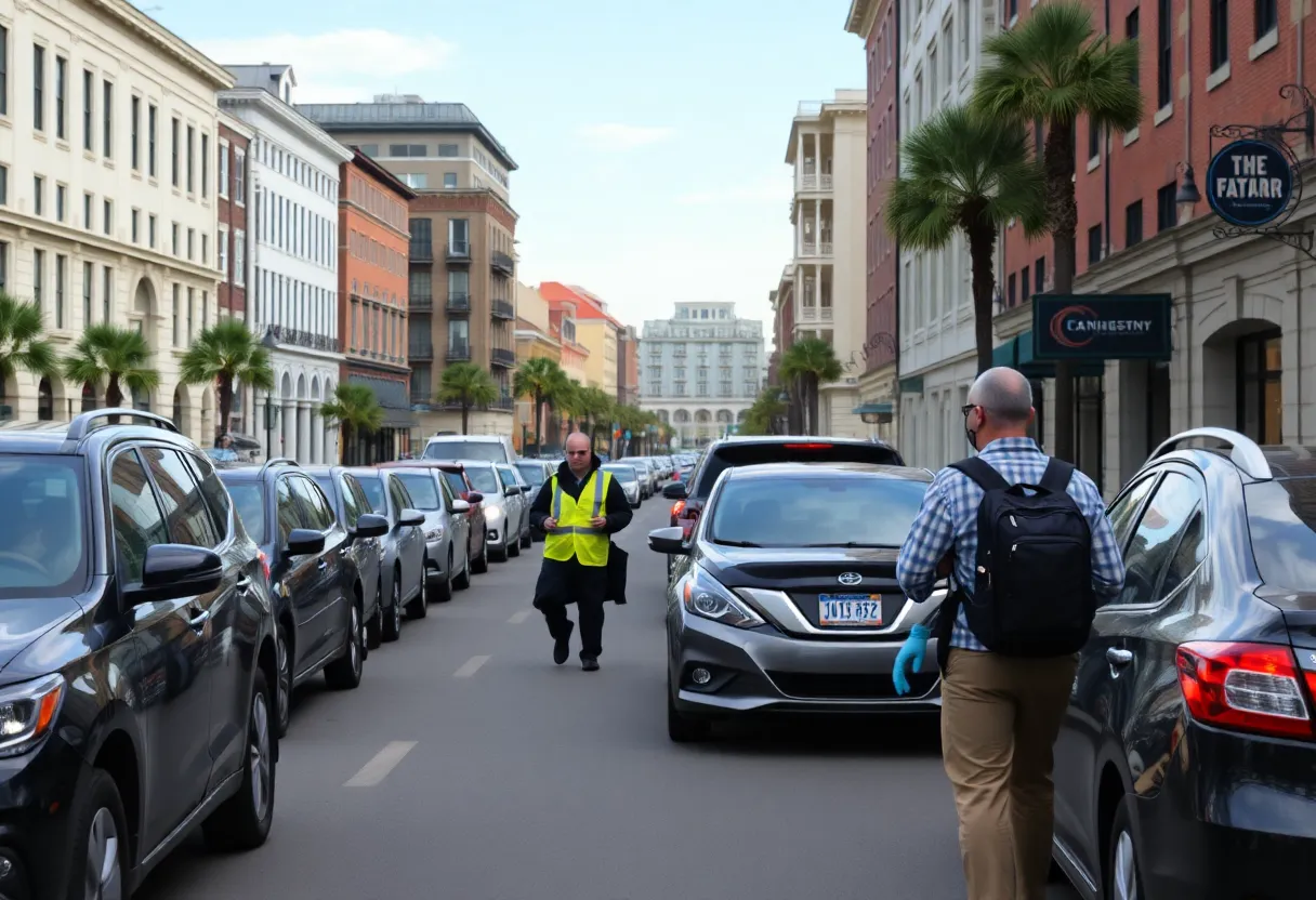 Hospitality workers in downtown Charleston