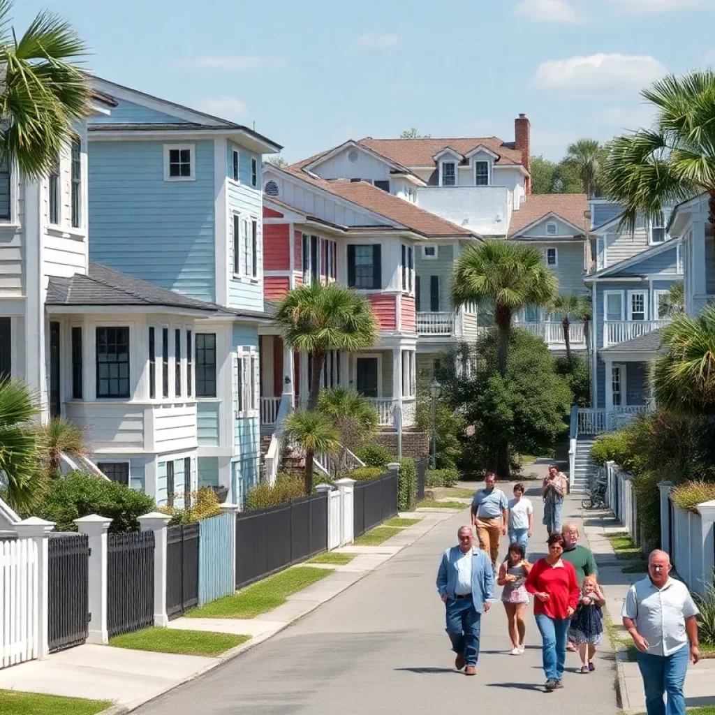 Community view of Charleston housing illustrating diversity in home types