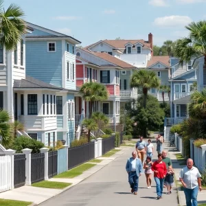 Community view of Charleston housing illustrating diversity in home types