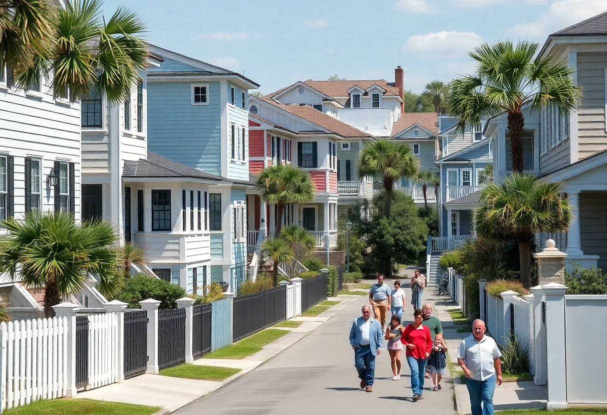 Community view of Charleston housing illustrating diversity in home types