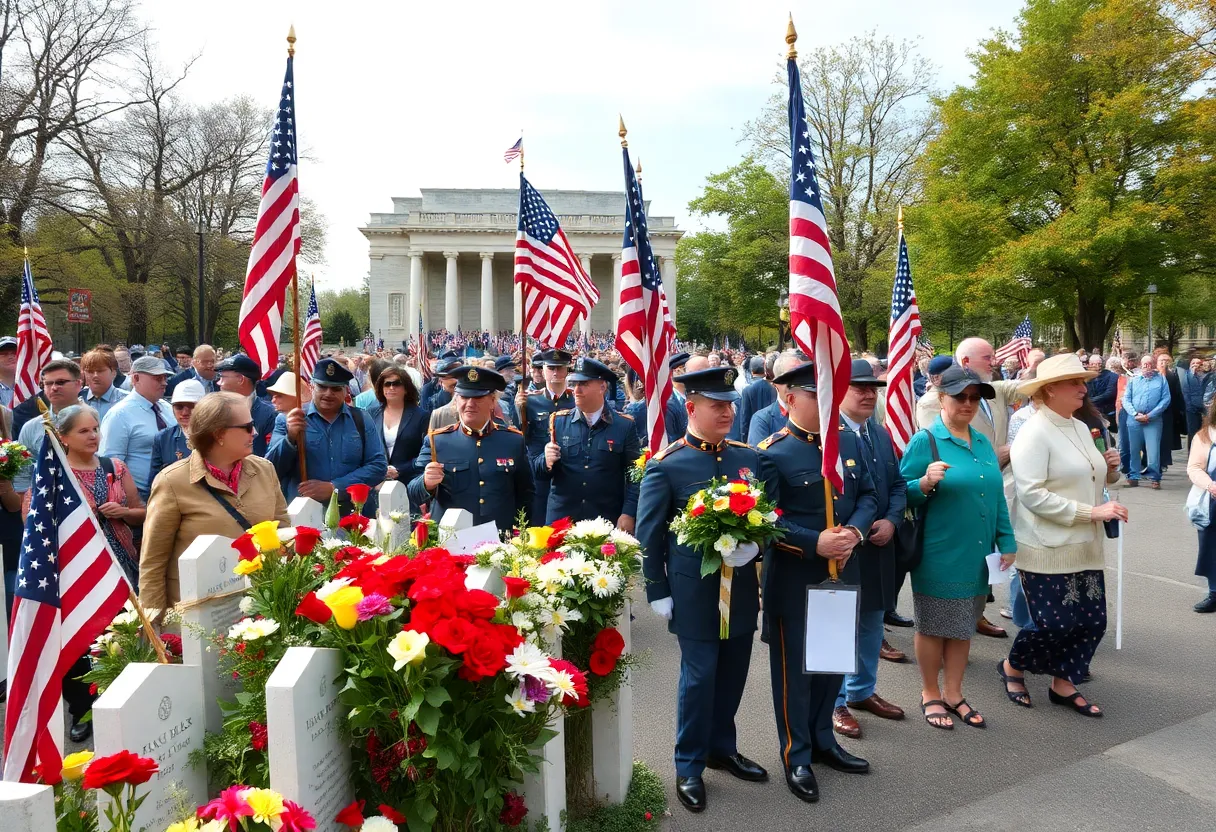 Memorial Day parade honoring fallen soldiers in Charleston.