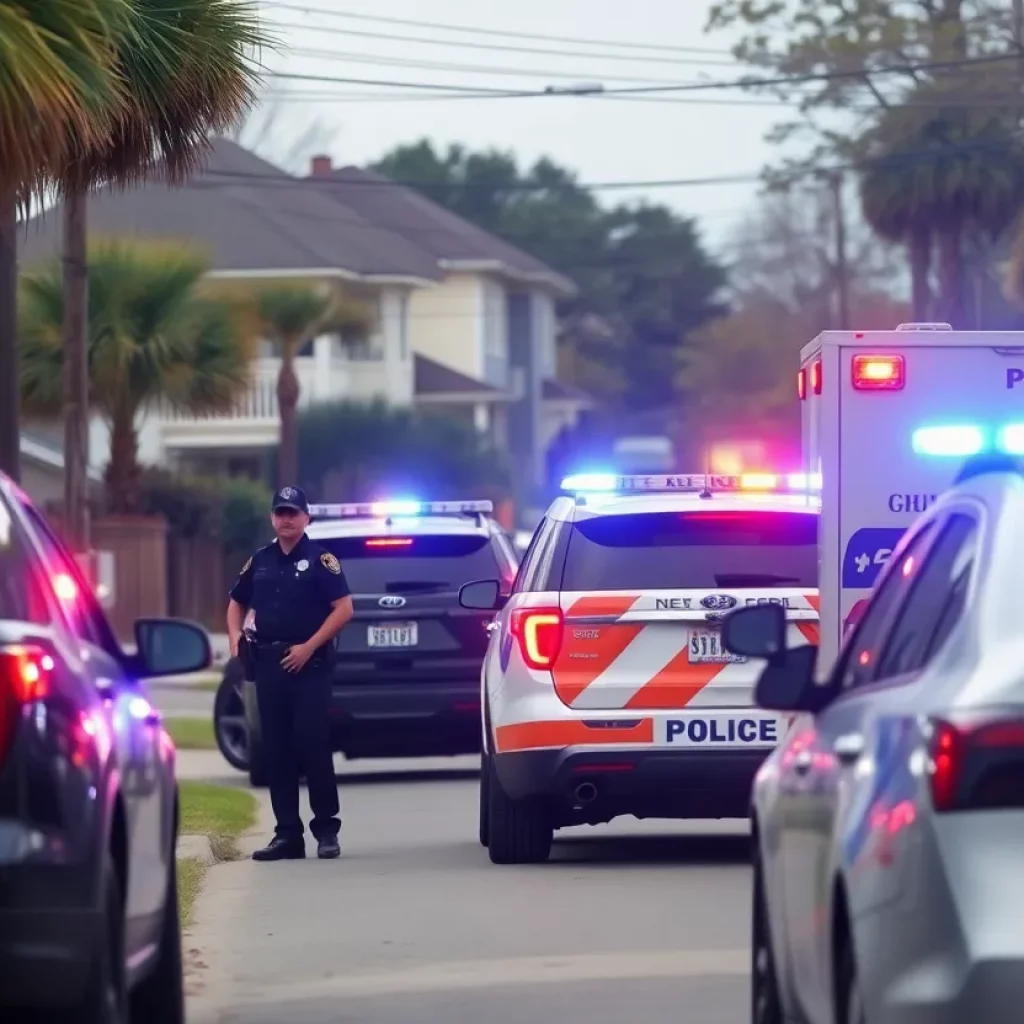 Police officers responding to a shooting scene in Charleston