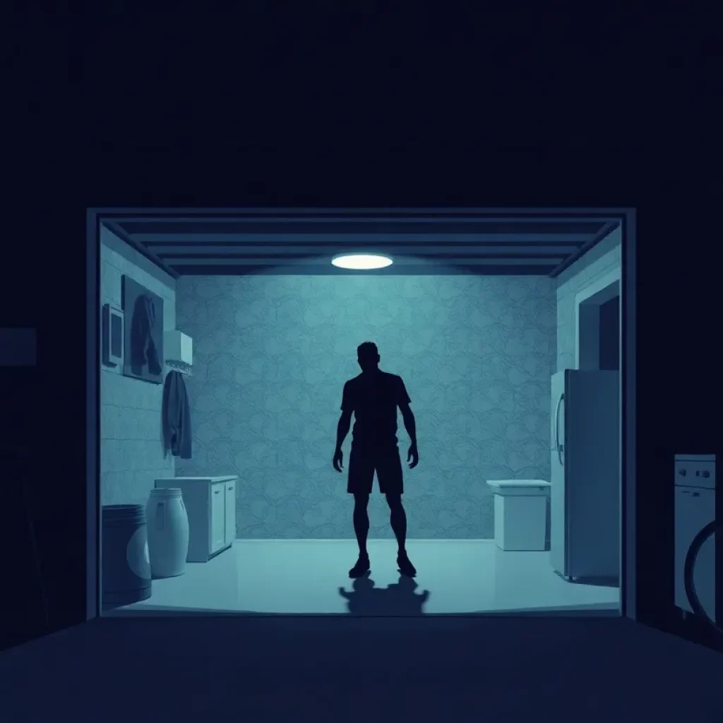 Illustration representing a violent prank incident inside a garage apartment in Charleston.