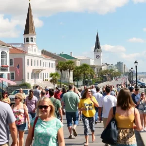 Tourists enjoying Charleston's attractions