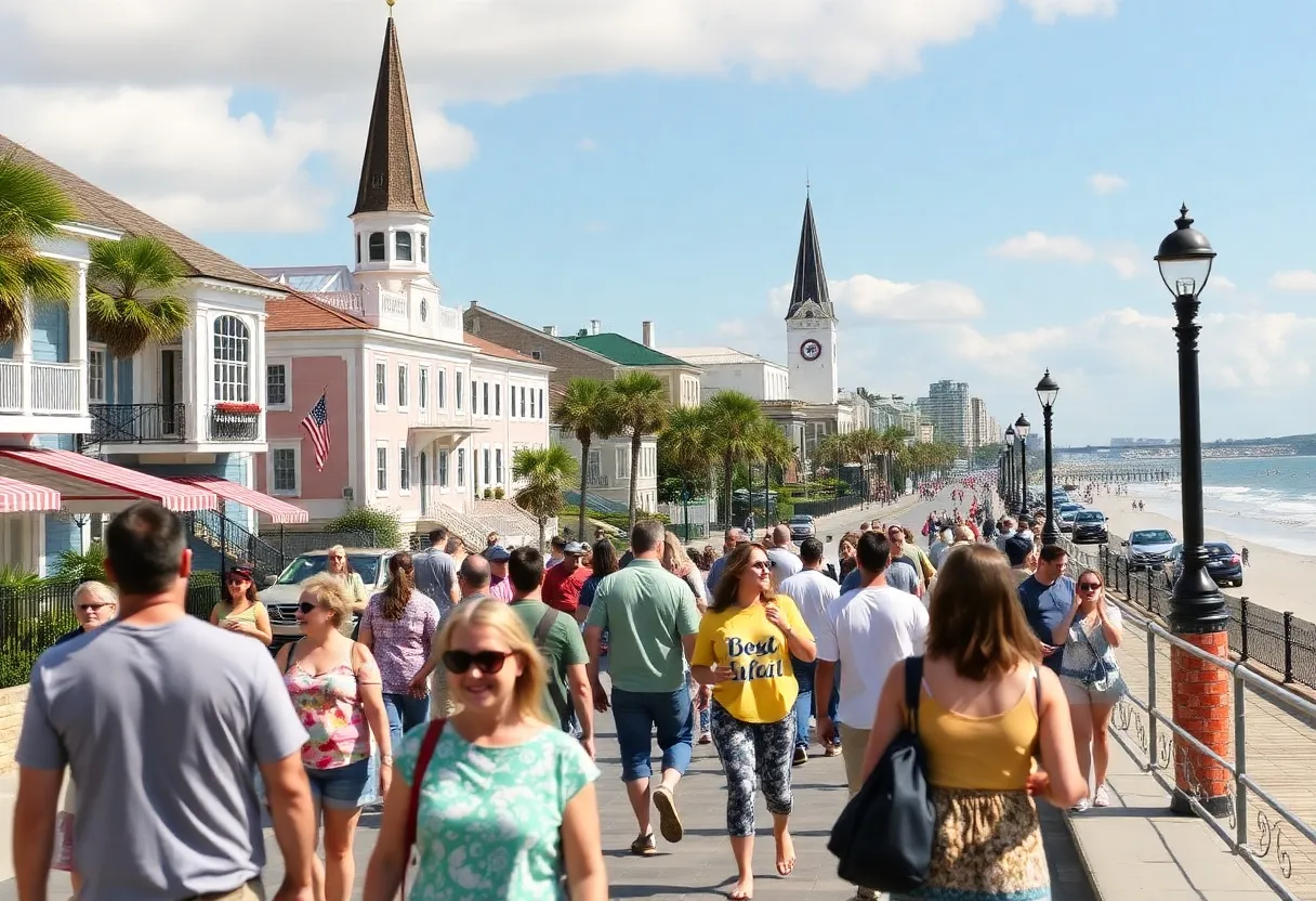 Tourists enjoying Charleston's attractions