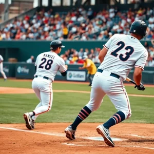 College of Charleston baseball players playing in a game