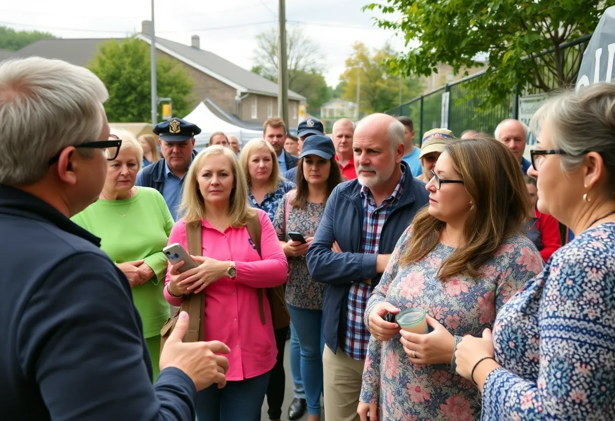 People discussing the dismissal of a local meteorologist in a community setting