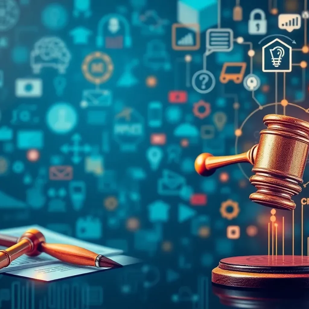 Conceptual image representing the relationship between copyright law and artificial intelligence.