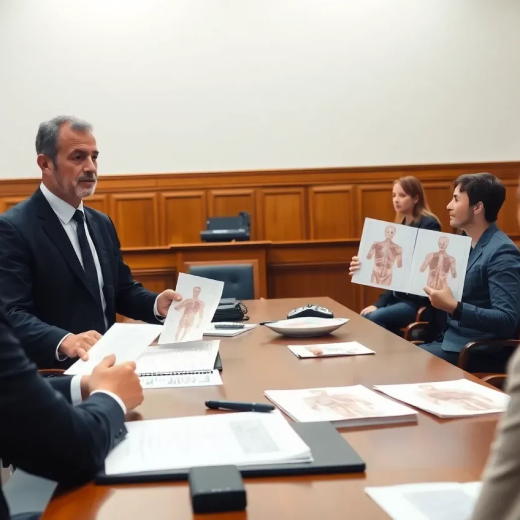 Personal injury lawyer using medical diagrams in court
