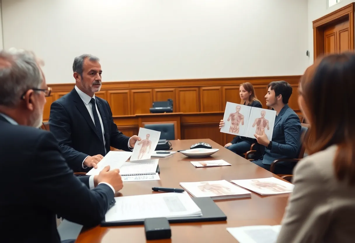 Personal injury lawyer using medical diagrams in court
