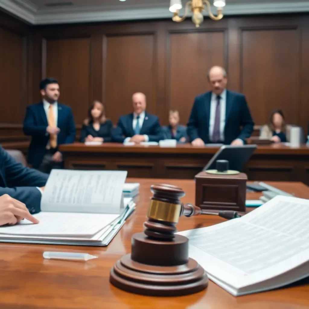 Courtroom scene discussing bankruptcy case
