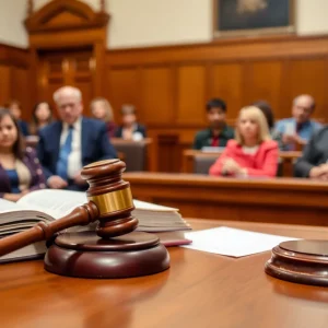 Courtroom discussing child protection and legal responsibilities