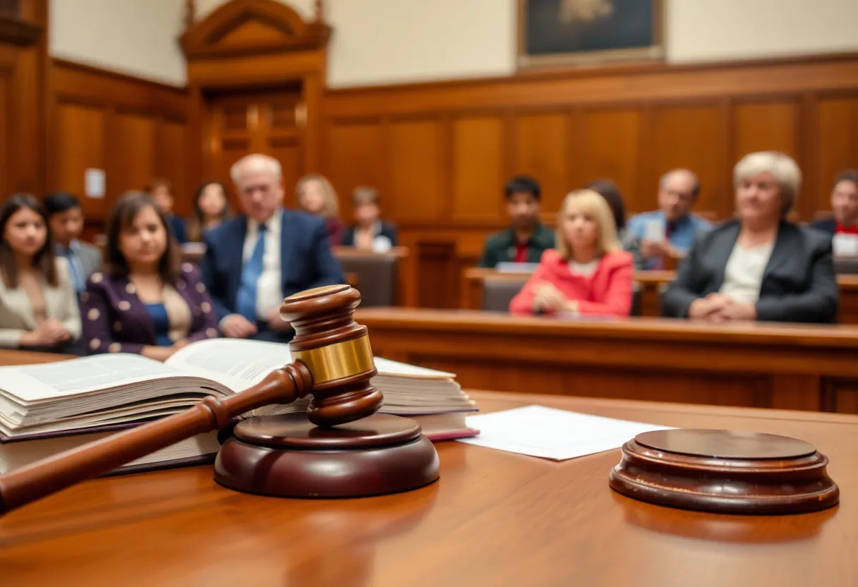 Courtroom discussing child protection and legal responsibilities