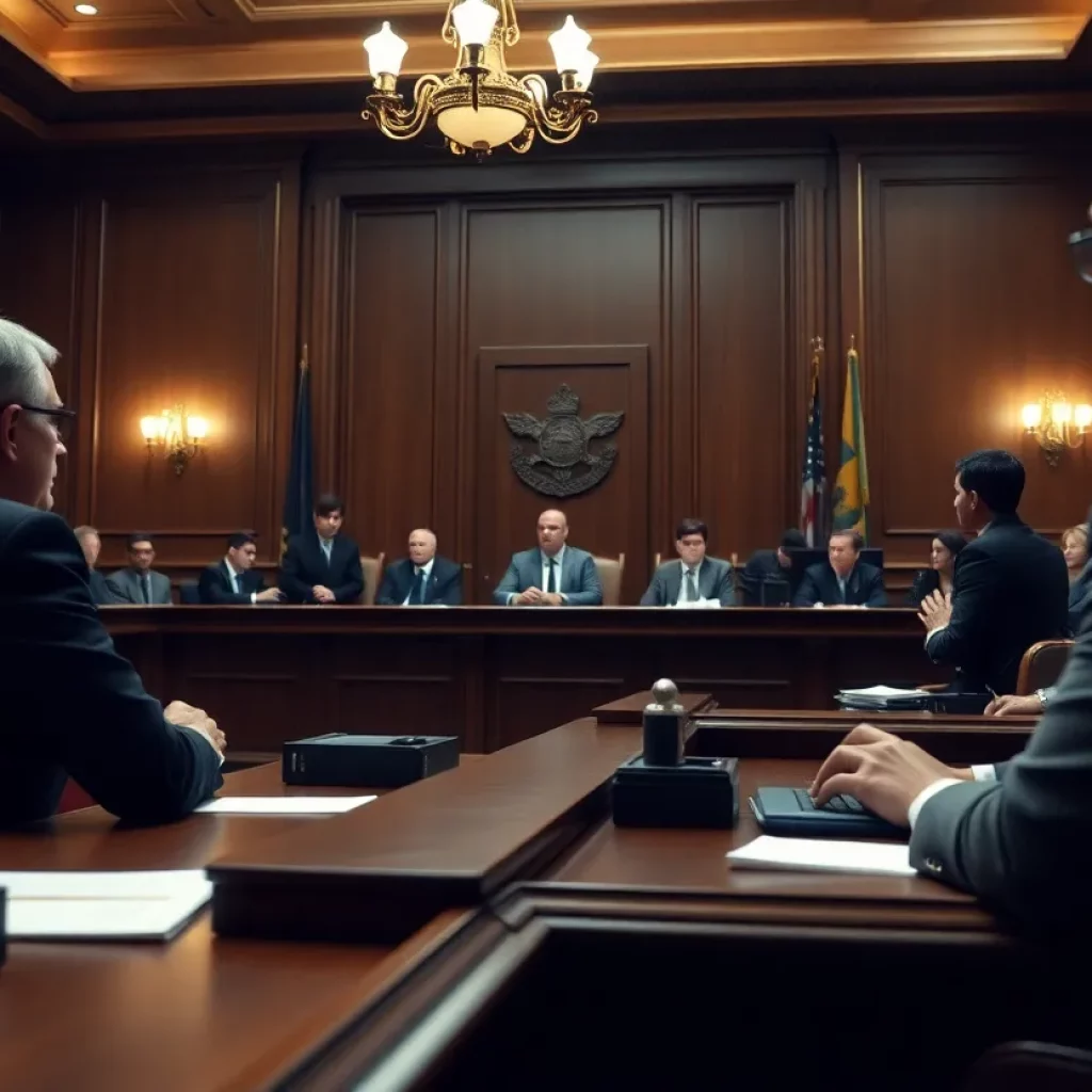 A tense courtroom scene related to the kidnapping plot review