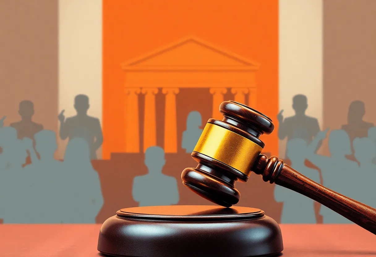 Abstract image symbolizing justice in a courtroom