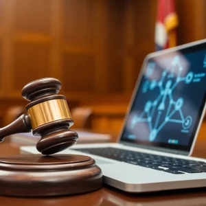 Courtroom with technology highlighting AI in law