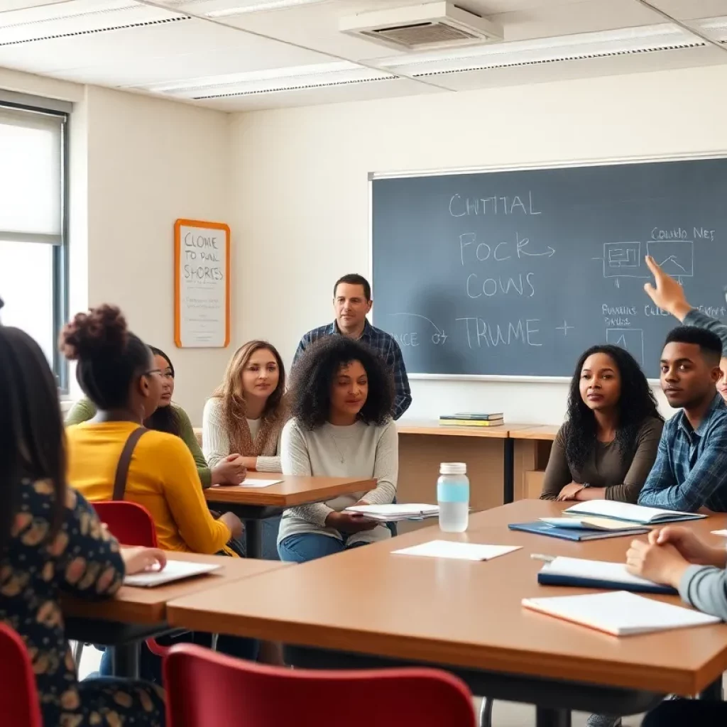 Students engaging in a classroom discussion on race and history