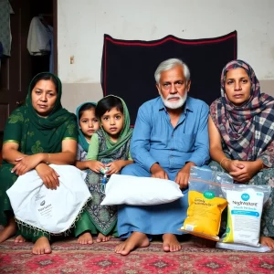A family navigating a medical crisis in their home, expressing concern for their child's health.