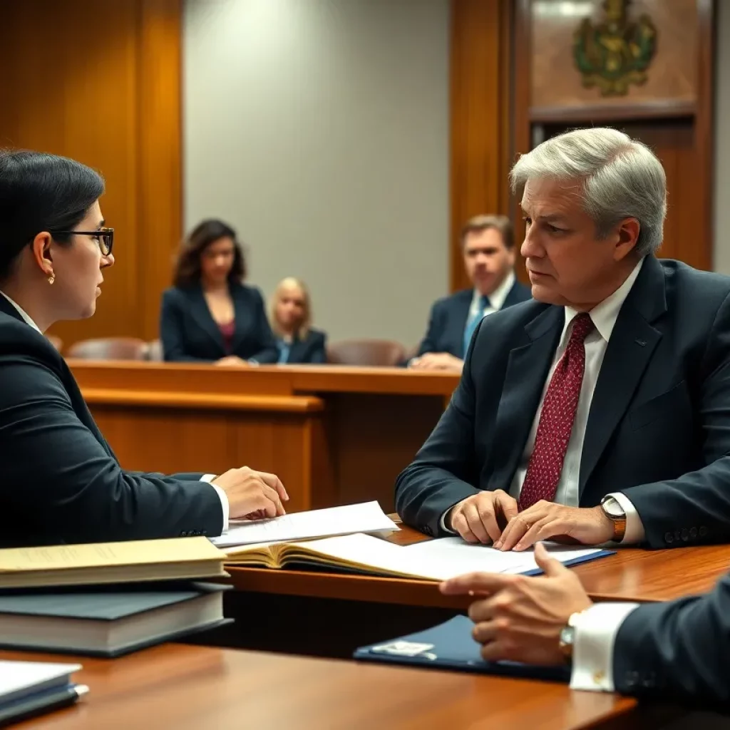 Attorneys in a courtroom discussing personal injury law changes in Florida