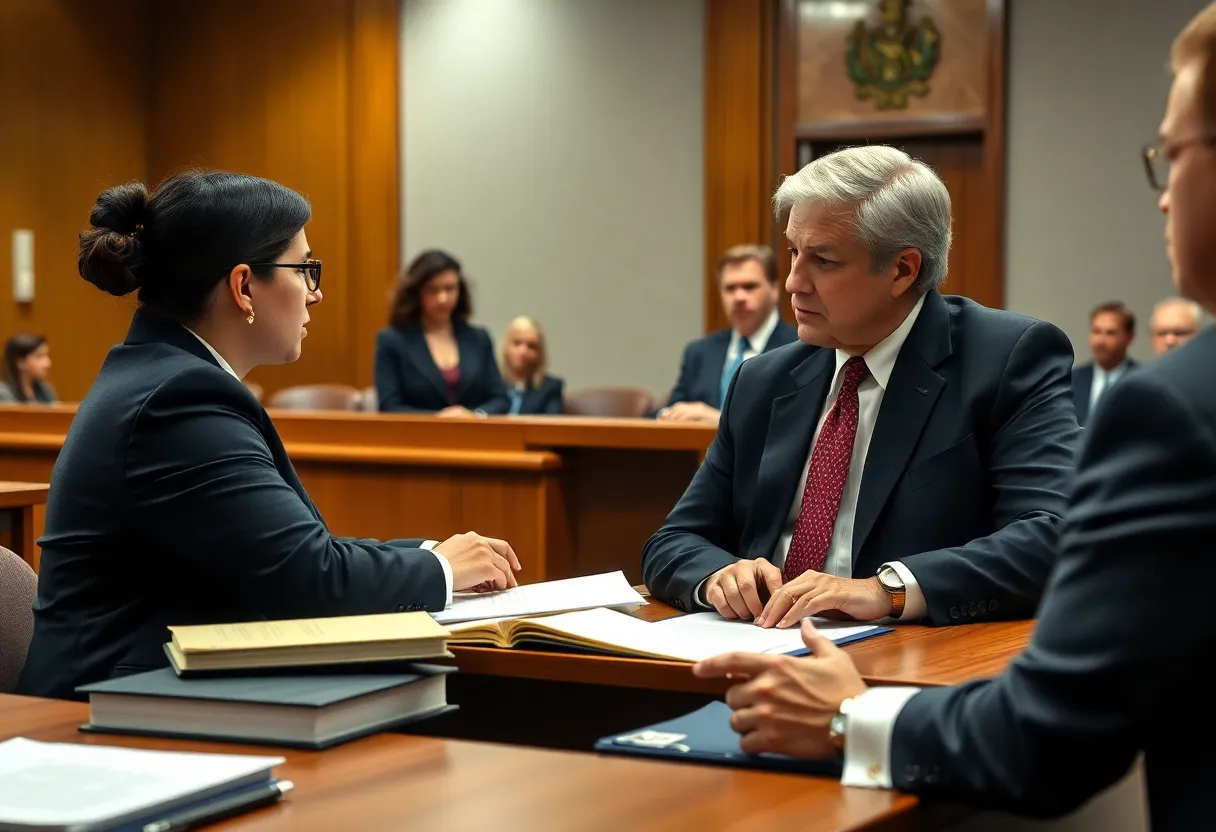 Attorneys in a courtroom discussing personal injury law changes in Florida