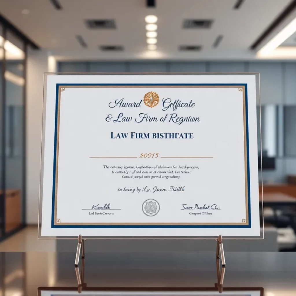 Award certificate for GOLDLAW recognizing them in the Best Law Firms list for 2025.