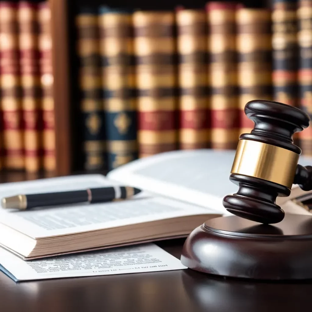 Interior of GOLDLAW law firm office with legal books and professional decor