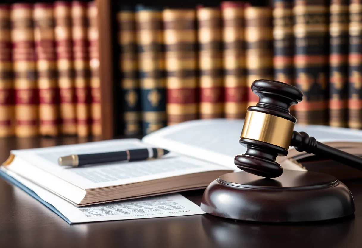 Interior of GOLDLAW law firm office with legal books and professional decor